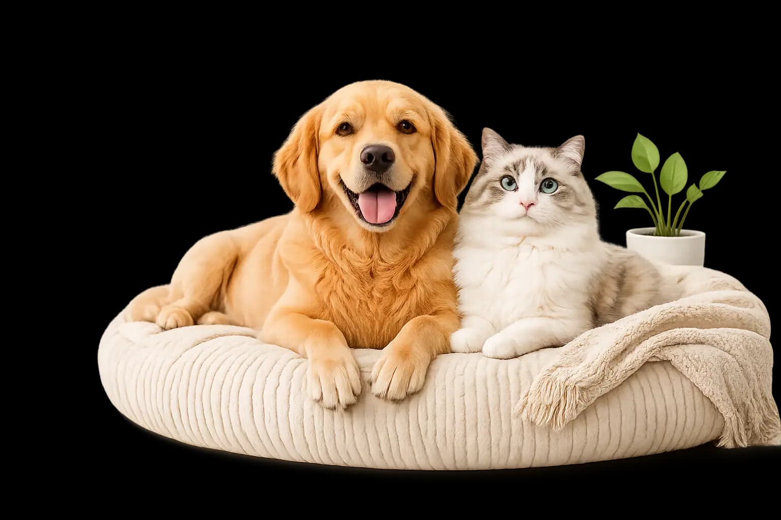 A happy dog and cat representing the Pet Booking community