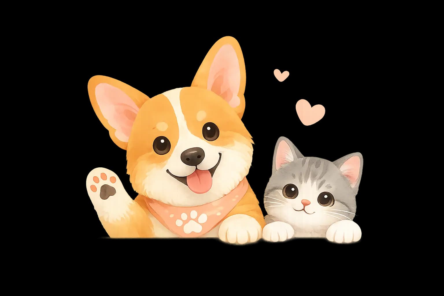 Pet Booking dog and cat welcoming the user back